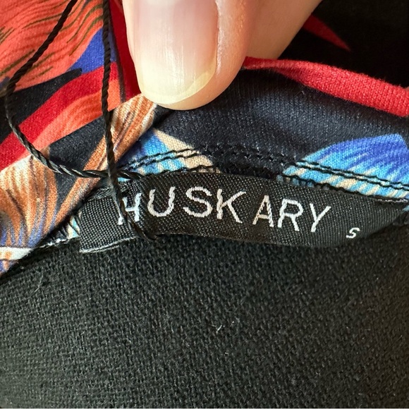 Huskary Black Hawaiian Tropical Split Hem Maxi Mumu Dress - Picture 8 of 10